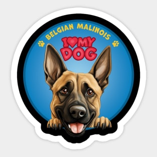 I Love my dog Belgian Malinois Sticker